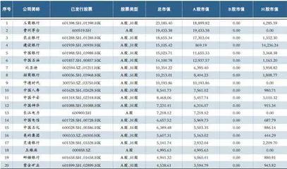 4月总市值前20家公司