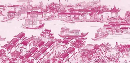Grand Canal on a Suzhou Embroidery Artwork