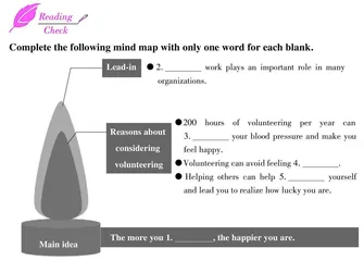 The more you volunteer, the happier you are你志愿服务做得越多，越快乐