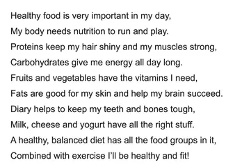 Healthy Diet Poem