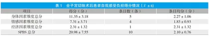 全子宫切除术后患者自我感受负担与自我效能感的相关性研究