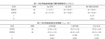 针对性护理对消化道溃疡患者幽门螺旋杆菌根除率的影响