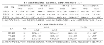 不同强度的中频脉冲电疗对脑梗死偏瘫患者肢体功能康复的效果评价
