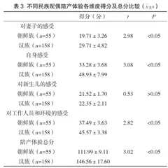 不同民族产妇及其配偶的分娩体验和陪伴分娩体验状况调查研究3