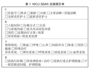SBAR理论在NICU手术患儿交接中的应用