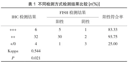 FISH技术在乳腺癌HER-2基因检测中的应用价值分析1