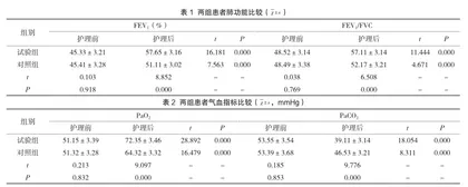 综合护理干预对雾化吸入治疗慢阻肺患者治疗效果及FEV<sub>1</sub>、FEV<sub>1</sub>/FVC、PaO<sub>2</sub>评分分析1