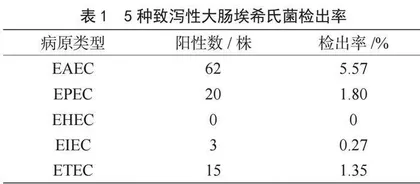 腹泻病例致泻性大肠埃希氏菌感染状况及耐药性分析
