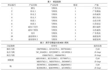 三种马鲛鱼快速检测方法的建立及应用