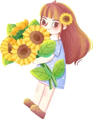 向日葵与蔷薇花