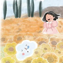 向日葵花田里的呼噜云