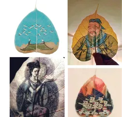 在树叶上作画等