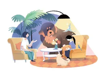藏獒与虎皮鹦鹉