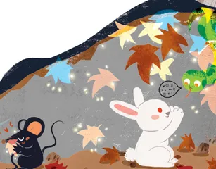 小兔的枫叶卡片