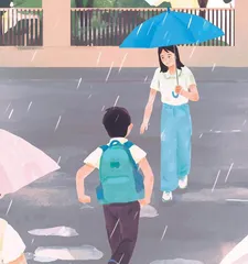 童年的花织伞
