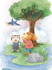 黄狗和花猫