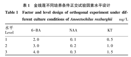 闽东野生金线莲无菌体系建立与优化研究