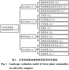 大学校园森林植物群落景观单元定性定量评价