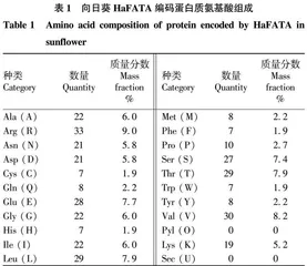 向日葵HaFATA基因的生物信息学和表达分析