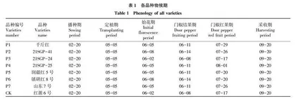 河西地区加工型辣椒品种比较试验