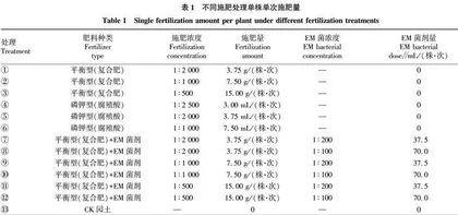 不同施肥处理对桃容器苗生长及SPAD的影响