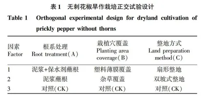 干旱胁迫下无刺花椒成活率栽培技术研究