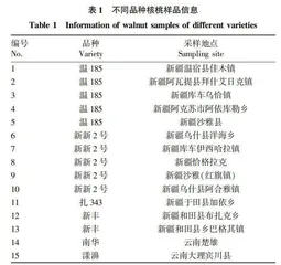 新疆及云南不同品种核桃坚果外观性状和营养品质分析
