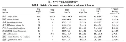 扬州市古树名木树龄及其形态特征相关关系研究