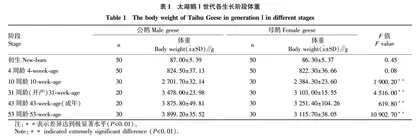 太湖鹅Ⅰ世代种质性能研究
