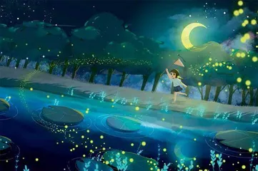 竹床上望夏月