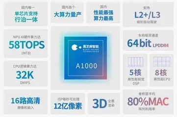 ⿊芝⿇智能量产国内算⼒最⾼⾃动驾驶芯⽚1