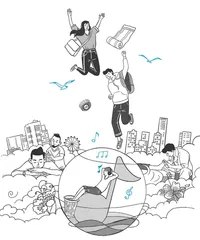 下了班的年轻人，都挤进了按摩店