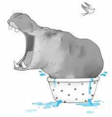泥地里的河马