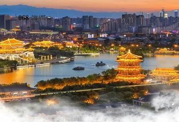 暮光中的大雁塔和“大唐不夜城”