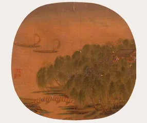 南宋·春波钓艇图 柳阁风帆图1