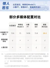 纯电轿车对比:比亚迪汉续航最高,特斯拉Model 3配置略寒酸9