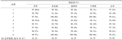 稻茬麦田不同除草剂1次封杀化除的效果与安全性