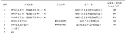 35% 矾吡草唑·吡氟酰草胺悬浮剂对小麦田杂草的防效及其对小麦的安全性评价1