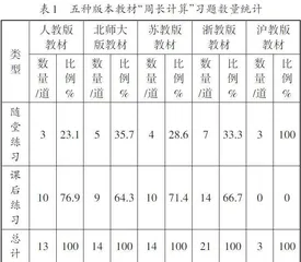 五种版本小学数学教材习题比较研究