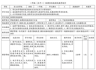 一年级（水平一）“协调性体能练习”教学设计  