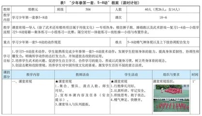 水平三少年拳第一套5-8动教学设计 