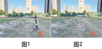 水平二足球运球绕杆射门多样化练习策略