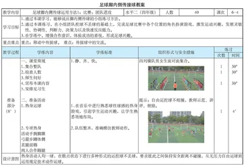 水平二足球脚内侧传球教学设计