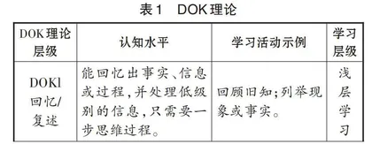 基于DOK理论促进学生深度学习的实践探索