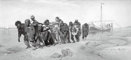 《伏尔加河的纤夫》:“巡回展览画派”的著名绘画2