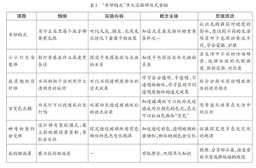 “奇妙的光”单元实验的项目式重组