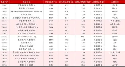 2月主动权益类基金收益率前20名
