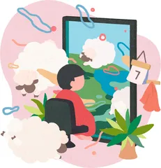 笑着走出理发店